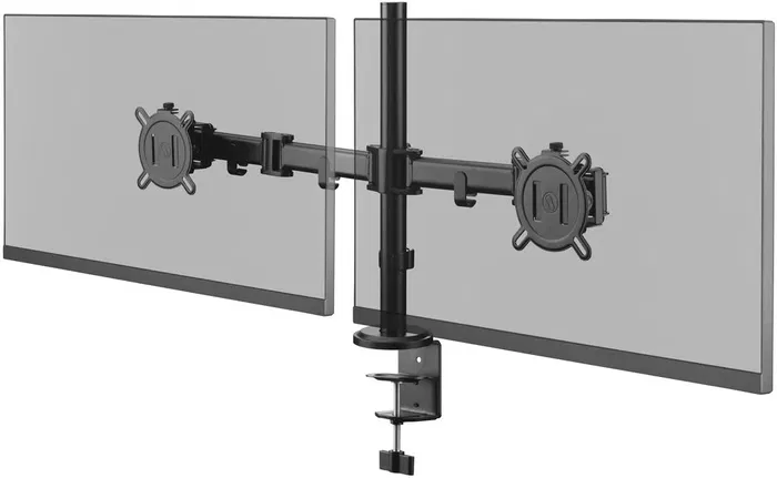 One For All Support double bras pour écran PC moniteur VESA 100, 13 à 32 pouces, 8 kg max, réglable en hauteur, rotation 360°, inclinaison 90°, gestion câbles, noir