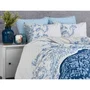 Parure de lit King, 1 housse de couette 240 x 220 cm et 2 taies d'oreiller 60 x 60 cm, en 100% coton renforcé 140 fils, bleu - Lit confortable et élégant