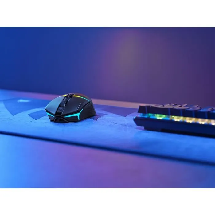 Corsair NIGHTSABRE WIRELESS - Souris gaming sans fil RGB noir - Capteur optique 26 000 dpi - 11 boutons programmables - SLIPSTREAM WIRELESS/Bluetooth - Pour FPS, Battle Royale, MOBA