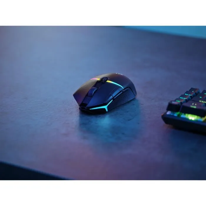 Corsair NIGHTSABRE WIRELESS - Souris gaming sans fil RGB noir - Capteur optique 26 000 dpi - 11 boutons programmables - SLIPSTREAM WIRELESS/Bluetooth - Pour FPS, Battle Royale, MOBA