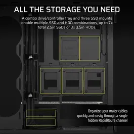 Corsair 5000T Boîtier PC Moyen Tour Noir - Compatible BTF & Project Zero, Refroidissement Optimisé, Panneaux Amovibles, Design Épuré