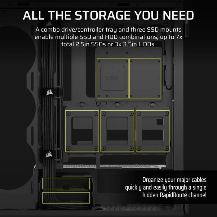 Corsair 5000T Boîtier PC Moyen Tour Noir - Compatible BTF & Project Zero, Refroidissement Optimisé, Panneaux Amovibles, Design Épuré