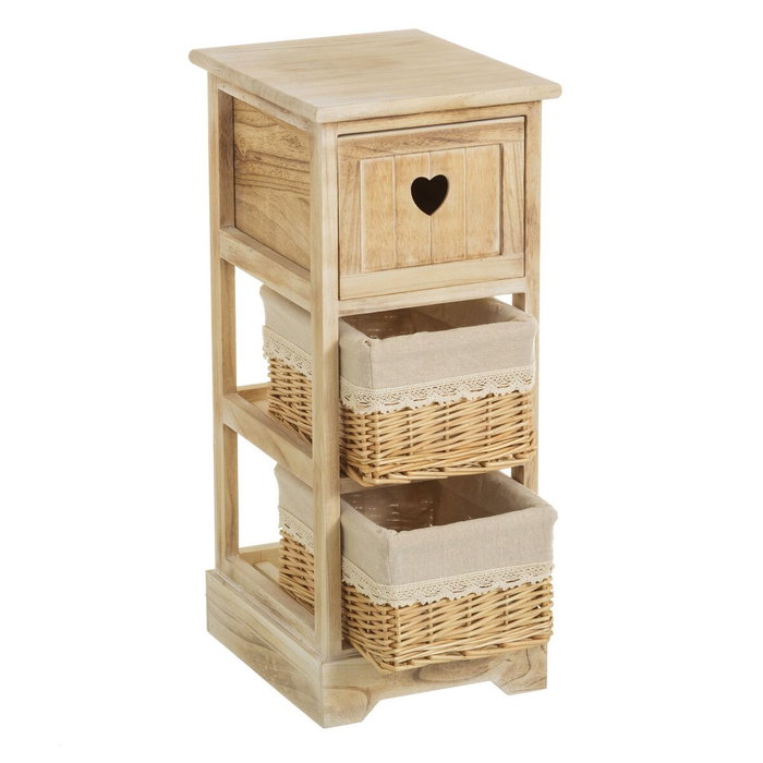 BigBuy Home Caisson à Tiroirs COUNTRY Naturel 26 x 32 x 63 cm BigBuy Home Caisson à Tiroirs COUNTRY Naturel 26 x 32 x 63 cm