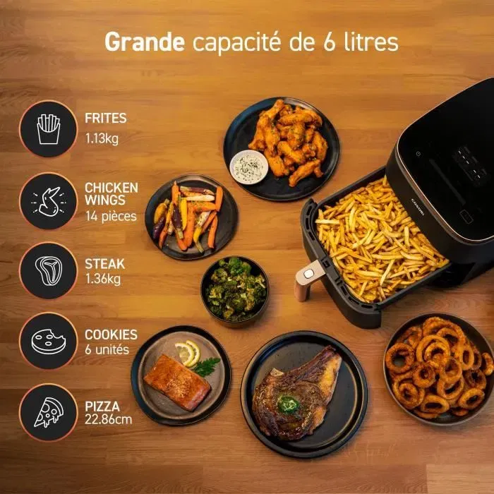 COSORI Friteuse sans huile Turbo Blaze Chef Edition, 6 L, 1725W, 6 programmes, cuisson rapide, noir