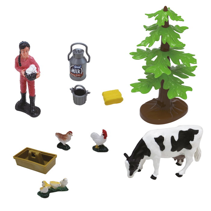Tachan Ferme de Jeu Complète 12 Pièces avec Bâtiment, Animaux, Fermier et Tractor à Friction avec Lumières et Sons - Jouet Éducatif pour Enfants dès 3 Ans Référence T01049