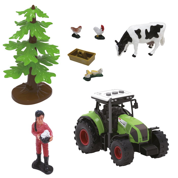 Tachan Ferme de Jeu Complète 12 Pièces avec Bâtiment, Animaux, Fermier et Tractor à Friction avec Lumières et Sons - Jouet Éducatif pour Enfants dès 3 Ans Référence T01049