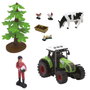 Tachan Ferme de Jeu Complète 12 Pièces avec Bâtiment, Animaux, Fermier et Tractor à Friction avec Lumières et Sons - Jouet Éducatif pour Enfants dès 3 Ans Référence T01049