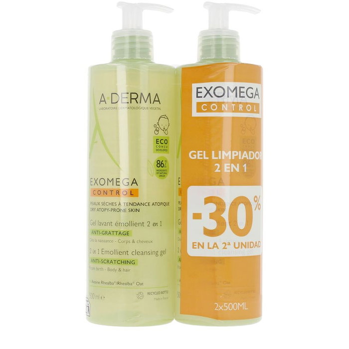 A-Derma EXOMEGA CONTROL Gel émollient 2en1 pack de 2 x 500 ml