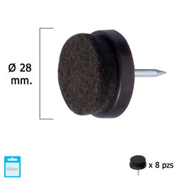 MAURER Patin marron à feutre Ø28 (blister 8 unités)