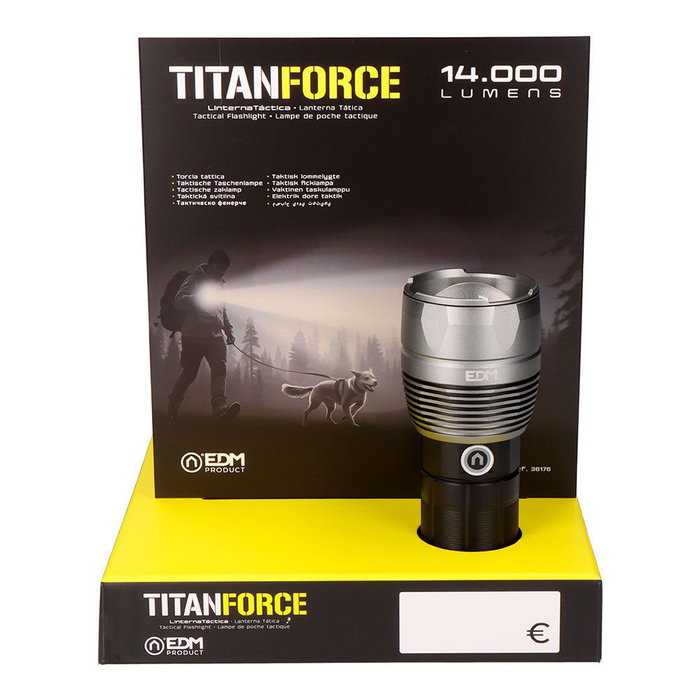 Edm Linette LED tactique Titanforce rechargeable 150 W 14000 lm 6500 K IP44 avec câble USB-C