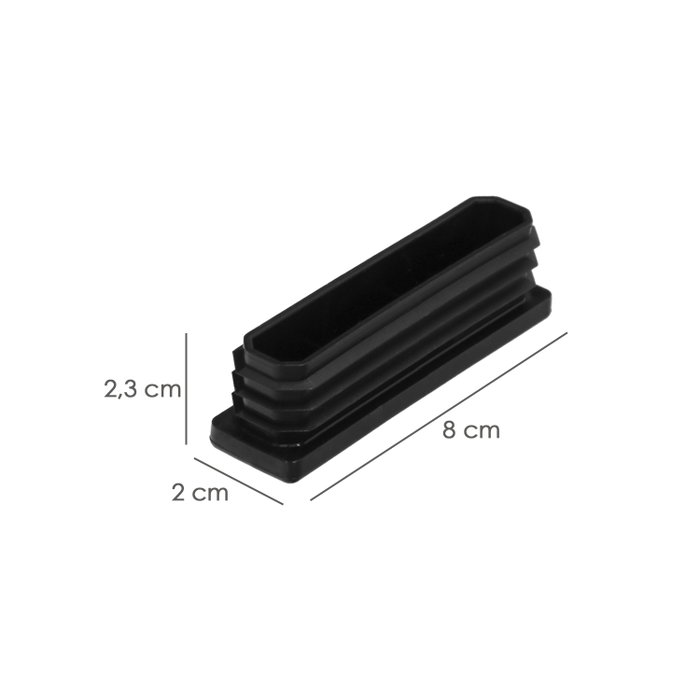 WOLFPACK LINEA PROFESIONAL Embouts en plastique rectangulaires noirs 80x20 mm, lot de 100 unités WOLFPACK LINEA PROFESIONAL Embouts en plastique rectangulaires noirs 80x20 mm, lot de 100 unités