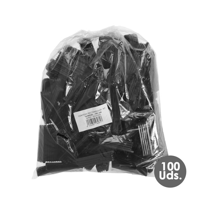 WOLFPACK LINEA PROFESIONAL Embouts en plastique rectangulaires noirs 80x20 mm, lot de 100 unités WOLFPACK LINEA PROFESIONAL Embouts en plastique rectangulaires noirs 80x20 mm, lot de 100 unités