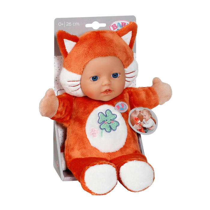 ZAPF CREATION Baby Born Funny Fox - Peluche bébé renard interactive 26 cm avec bras articulés - Lavable - Dès la naissance
