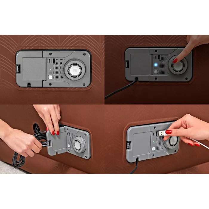 Bestway Matelas Gonflable 2 Places AlwayzAire Fortech 203 x 152 x 51 cm, Double Pompe Intégrée, USB-A/USB-C, Charge 350 kg