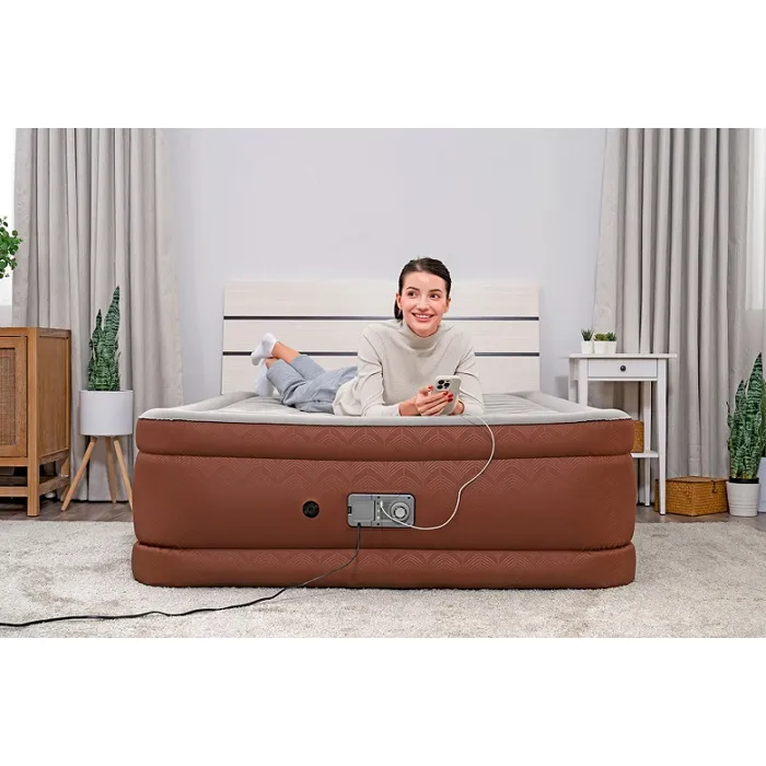 Bestway Matelas Gonflable 2 Places AlwayzAire Fortech 203 x 152 x 51 cm, Double Pompe Intégrée, USB-A/USB-C, Charge 350 kg