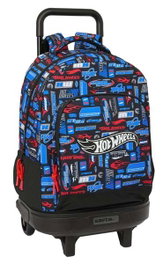 Safta Mochila grande avec roues compacte, extension simple, motif Hot Wheels 33 x 45 x 22 cm - Sac à dos pour enfant dès 3 ans