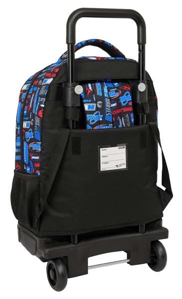 Safta Mochila grande avec roues compacte, extension simple, motif Hot Wheels 33 x 45 x 22 cm - Sac à dos pour enfant dès 3 ans