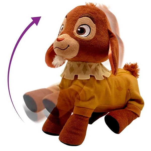Just Play Peluche interactive Disney Wish Valentino 28 cm avec phrases et marche, parle espagnol, peluche cabra pour enfants +3 ans