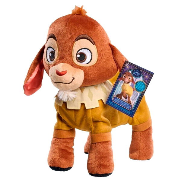 Just Play Peluche interactive Disney Wish Valentino 28 cm avec phrases et marche, parle espagnol, peluche cabra pour enfants +3 ans