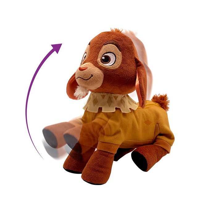 Just Play Peluche interactive Disney Wish Valentino 28 cm avec phrases et marche, parle espagnol, peluche cabra pour enfants +3 ans