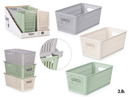 KIPIT Lot de 24 Caisses de Support Extensibles - Beige, Gris, Vert