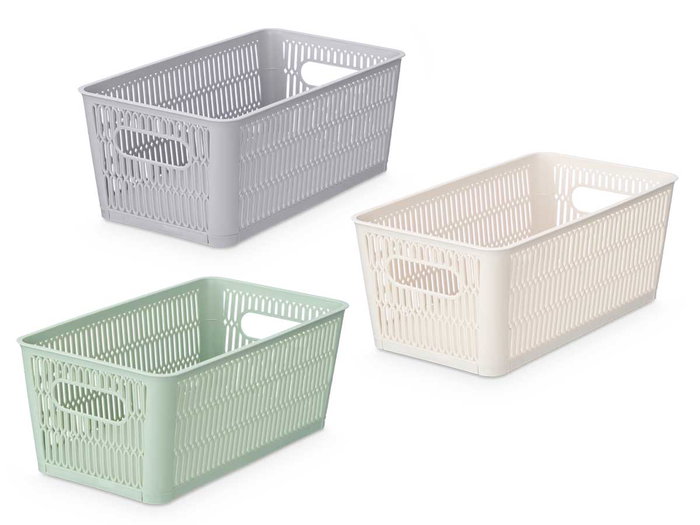 Kipit Boîte Support Extensible Petit Assortiment Couleurs 28x11x16 cm Plastique Beige Gris Vert (Set de 24)