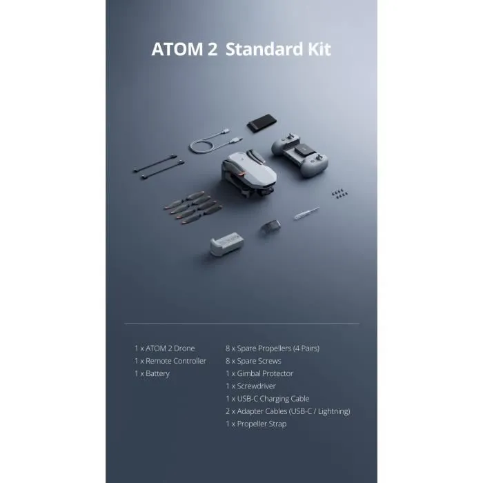 Potensic ATOM 2 - Drone avec Caméra 4K HD, GPS Intégré, Autonomie 31 Min, Portée 10 km - Kit Standard Potensic ATOM 2 - Drone avec Caméra 4K HD, GPS Intégré, Autonomie 31 Min, Portée 10 km - Kit Standard
