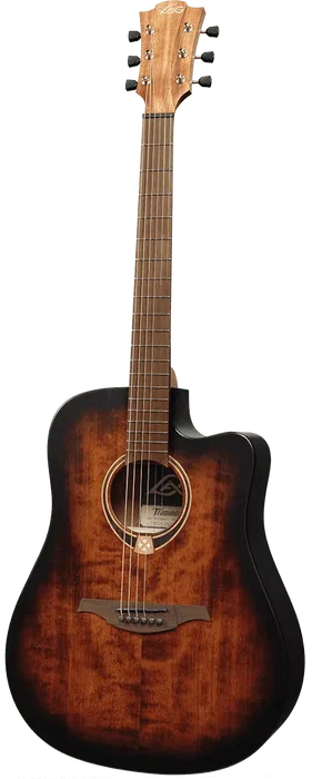 Lag Guitare Folk Electroacoustique Dreadnought Cutway Tramontane 70 A/E, table épicéa massif, finition Sunburst, noire et marron