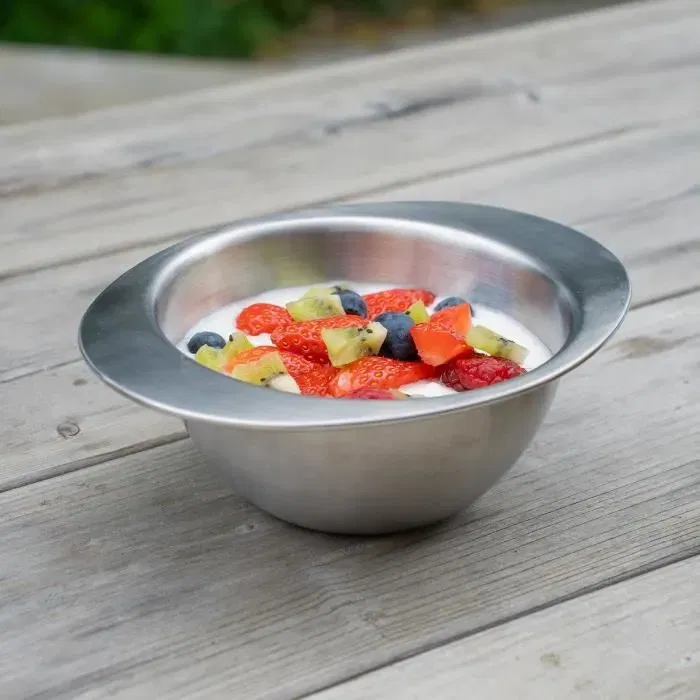 Thermobaby Bol à Oreilles pour Enfant en Inox 18/10, Sans BPA, Ergonomique avec Poignées - Lavable Lave-Vaisselle, 17x13x6 cm - Idéal pour l'Autonomie Alimentaire des Tout-Petits