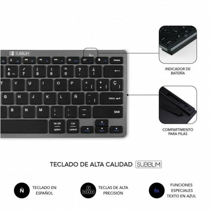 clavier et souris Subblim SUBKBC-OCO020 Noir Gris (2 Unités)