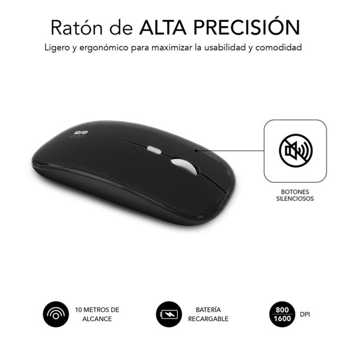 Subblim Subkbc Oco020 Combo Clavier et Souris Bluetooth 5.2 RF 2.4G Silencieux Rechargeable Disposition Espagnole Subblim Subkbc Oco020 Combo Clavier et Souris Bluetooth 5.2 RF 2.4G Silencieux Rechargeable Disposition Espagnole