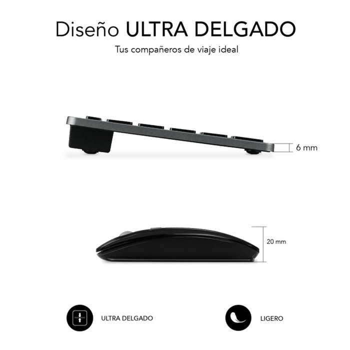 Subblim Subkbc Oco020 Combo Clavier et Souris Bluetooth 5.2 RF 2.4G Silencieux Rechargeable Disposition Espagnole Subblim Subkbc Oco020 Combo Clavier et Souris Bluetooth 5.2 RF 2.4G Silencieux Rechargeable Disposition Espagnole