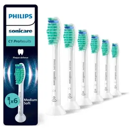 Philips HX6016/87 - Lot de 6 têtes de brosse de rechange C1 White pour brosses à dents électriques - Usage adulte