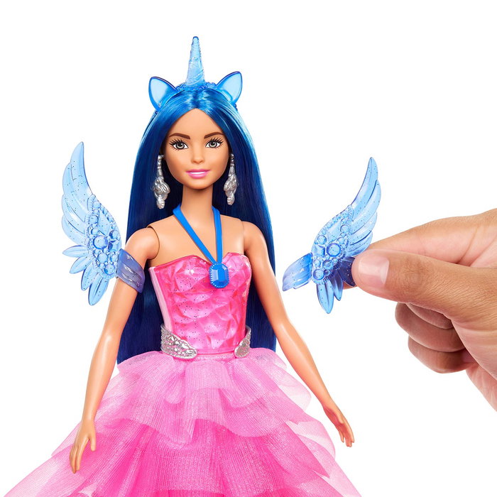 Barbie - Muñeca HadaCornio Zafiro Hrr16 - 65ème Anniversaire Mattel - Poupée avec ailes, corne et animal de compagnie