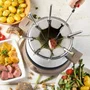 Domo DO736F - Appareil à fondue électrique - 1500 W - Capacité 2 L pour 8 personnes - Blanc et bois - Thermostat réglable