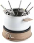 Domo DO736F - Appareil à fondue électrique - 1500 W - Capacité 2 L pour 8 personnes - Blanc et bois - Thermostat réglable