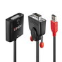 Lindy Câble de conversion VGA vers DVI-D - Convertisseur numérique compact avec alimentation USB Type A pour résolution 1920x1200@60Hz, source VGA mâle vers sortie DVI femelle