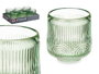 Giftdecor Porte-bougie Cercle Rayé Petit Vert Cristal 7x7x7 cm (Set de 12)