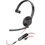 HP Blackwire 5210 Casque Monaural Noir avec Prise 3,5 mm et Adaptateur USB-C/A