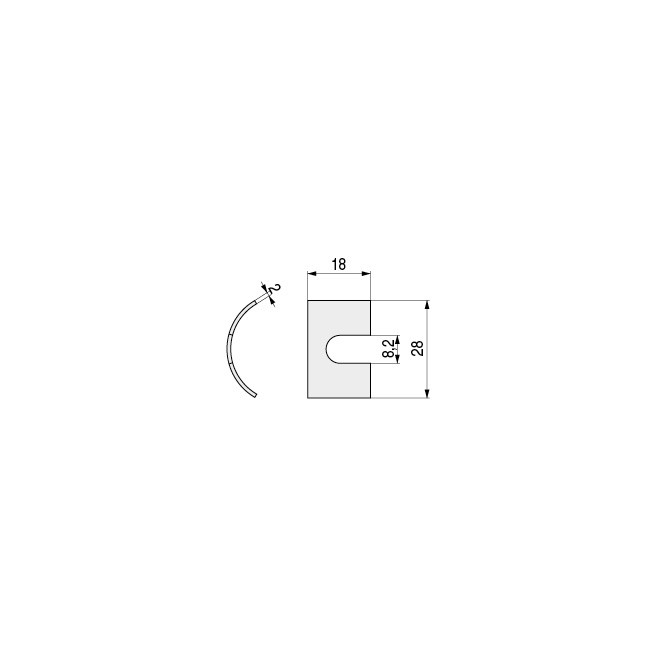 HERRAJES ALK Dema - Fer plat en acier bicromaté 18x28 mm, pont 8.2 mm, pour perceuse minimum 30 mm