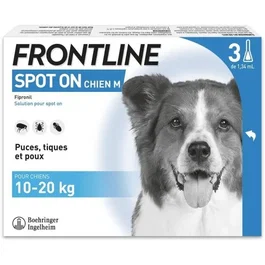 Frontline Spot On Chien - Anti-puces et anti-tiques - 10-20kg - 3 pipettes