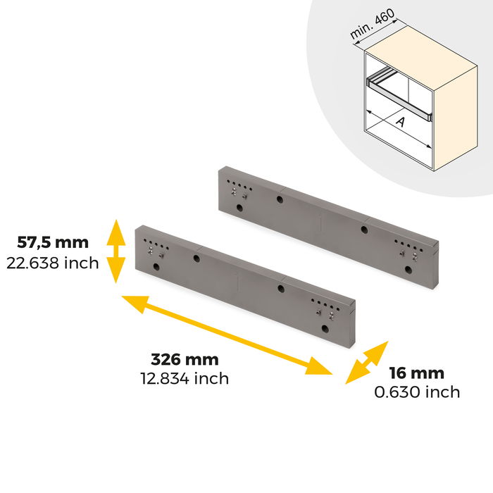 Emuca Ensemble de 2 Entretoise latérale pour le cadre Quartz, Plastique, Titane