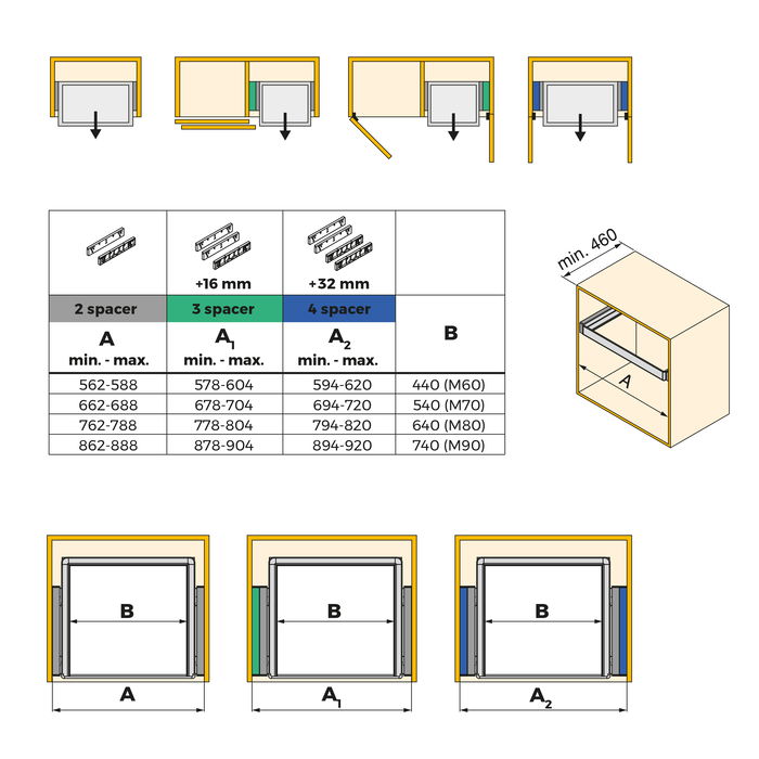 Emuca Ensemble de 2 Entretoise latérale pour le cadre Quartz, Plastique, Titane