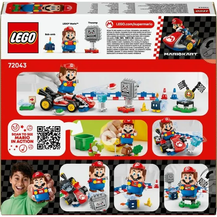 LEGO Mario Kart 72043 Mario Interactif et Kart Standard - Set de construction et jouet interactif pour enfants à partir de 7 ans avec figurines et kart dérapant
