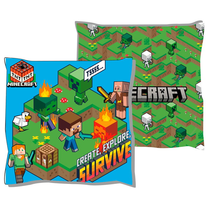 MOJANG STUDIOS Coussin Minecraft 38x38 cm en Velboa - Accessoire décoration gaming