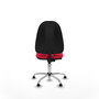 Chaise de bureau Algarra avec mécanisme de contact permanent de base, rembourrée de tissu rouge. Équipée d'une base chromée, sans accoudoirs et avec butées