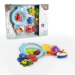 Tachan - Jeu de pêche magnétique avec filet en forme de requin et 8 accessoires - Jouet d'éveil pour enfants à partir de 1 an
