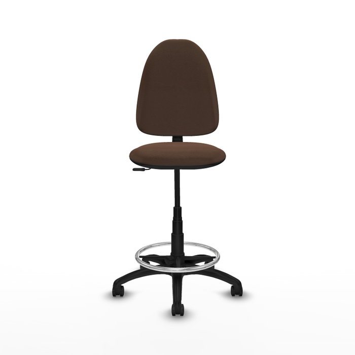 Tabouret Aýna taburete Contact permament de base Tissu Marron foncé Structure polyamide noire Sans accoudoirs Sans appui-tête Roulettes pour moquette