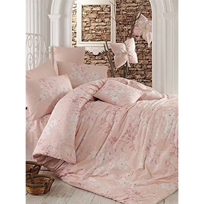 BigBuy Home Parure de couette King size 3 pièces Rose, saumon et blanc en 100% coton renforcé BigBuy Home Parure de couette King size 3 pièces Rose, saumon et blanc en 100% coton renforcé