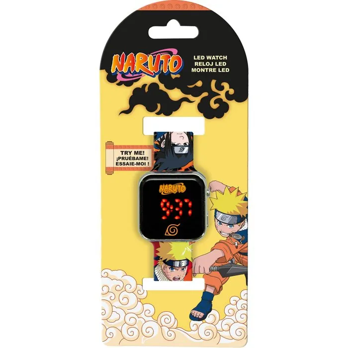 Kids Licensing Montre LED Naruto 2 pour Enfants à Partir de 4 ans avec Affichage Heure, Date et Fonds d'Écran Variables - CR2032 Fournie